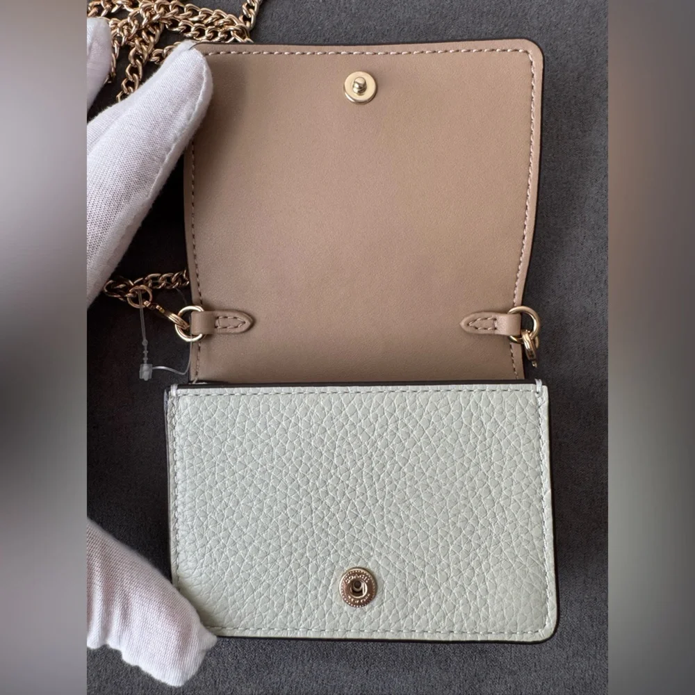 Coach Mint Green Mini Wallet with Gold Chain NWT - Picture 4 of 9